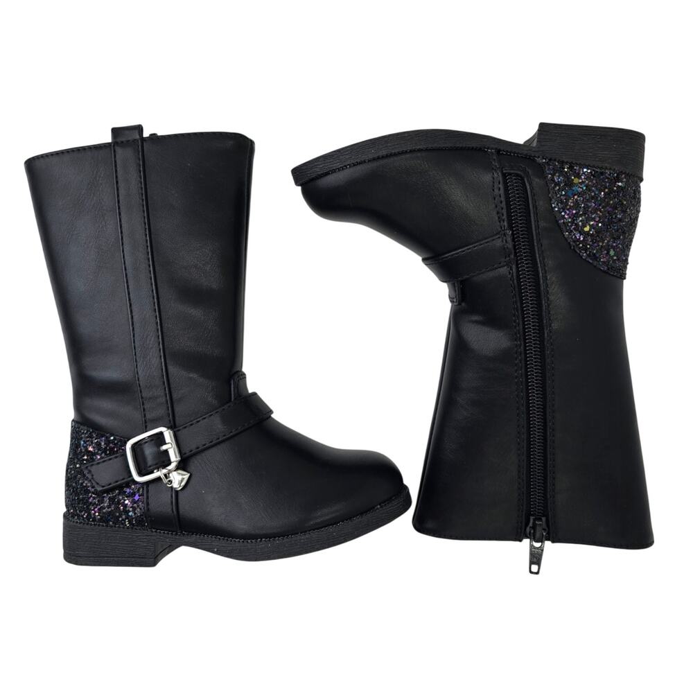 Kelly & Katie Black Riding Boots Sparkle Heel's Design Locket Zipper Toddlers 8M